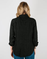 CP Shades Sloane Blouse in Black Heavy Weight Linen 