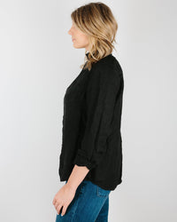 CP Shades Sloane Blouse in Black Heavy Weight Linen 