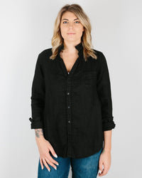 CP Shades Clothing Black / XS Sloane Blouse in Black Heavy Weight Linen