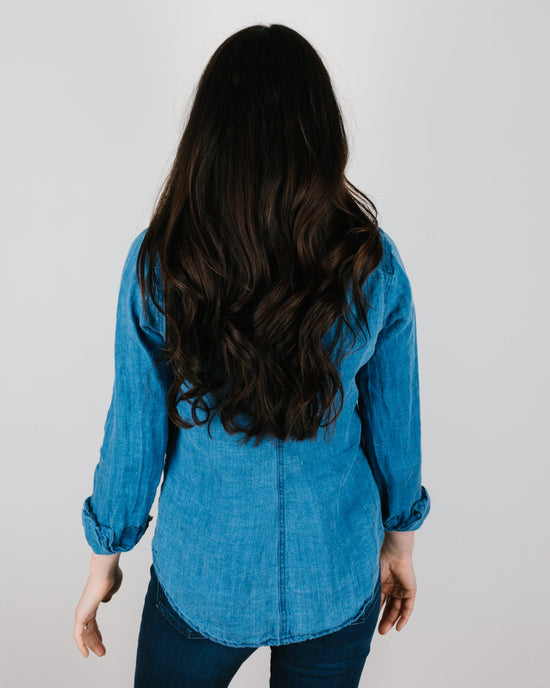CP Shades Sloane Blouse in Bleach Indigo Twill 