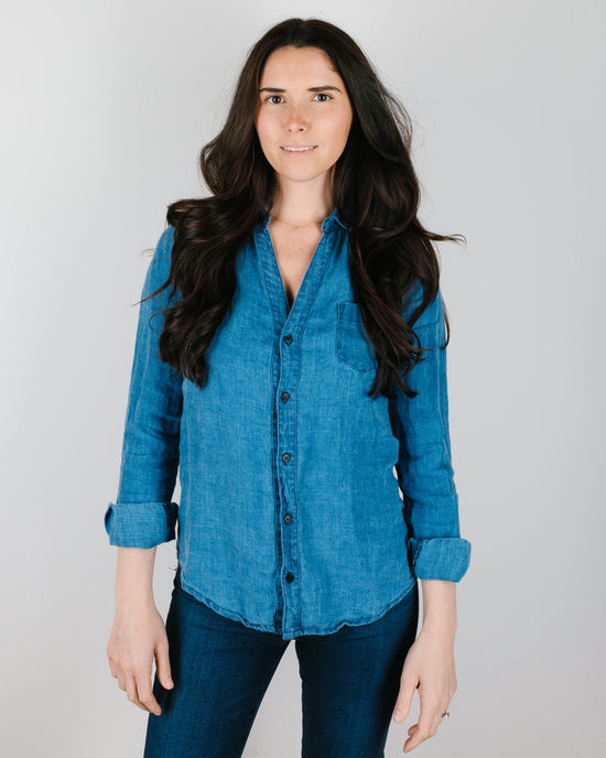 CP Shades Sloane Blouse in Bleach Indigo Twill 