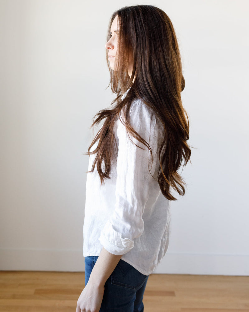 CP Shades Clothing Sloane Blouse in White Heavy Weight Linen
