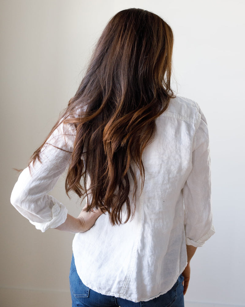 CP Shades Clothing Sloane Blouse in White Heavy Weight Linen