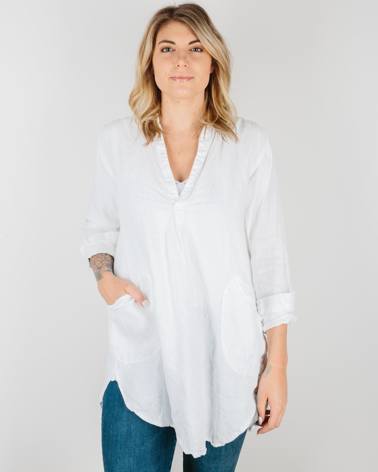 Teton in White Heavy Weight Linen Twill