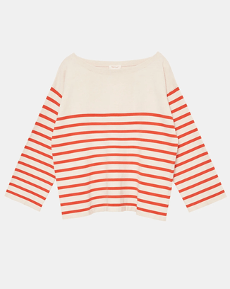 Demylee Clothing Barid Stripe Sweater in Natural Nondye/Summer Red