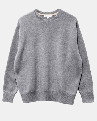 Demylee Clothing Gigi Easy Fit Crew Sweater in Med Heather Grey