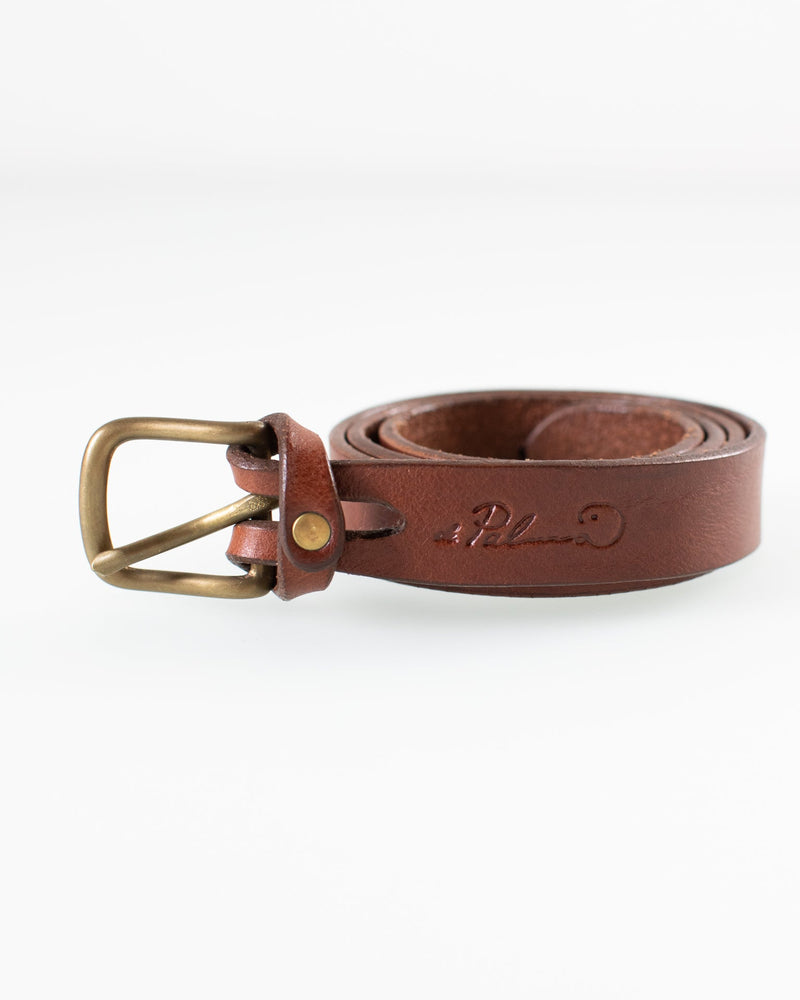 Depalma Handsewn Accessories 1 inch Mon Senor Belt in Bark w/ Brass