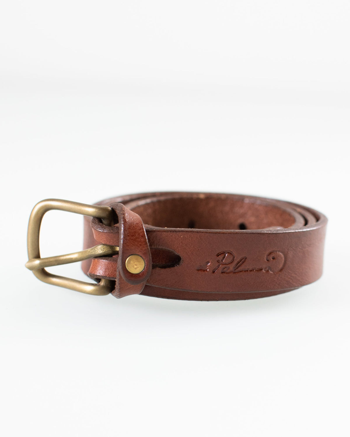 Depalma Handsewn Accessories 1 inch Mon Senor Belt in Bark w/ Brass