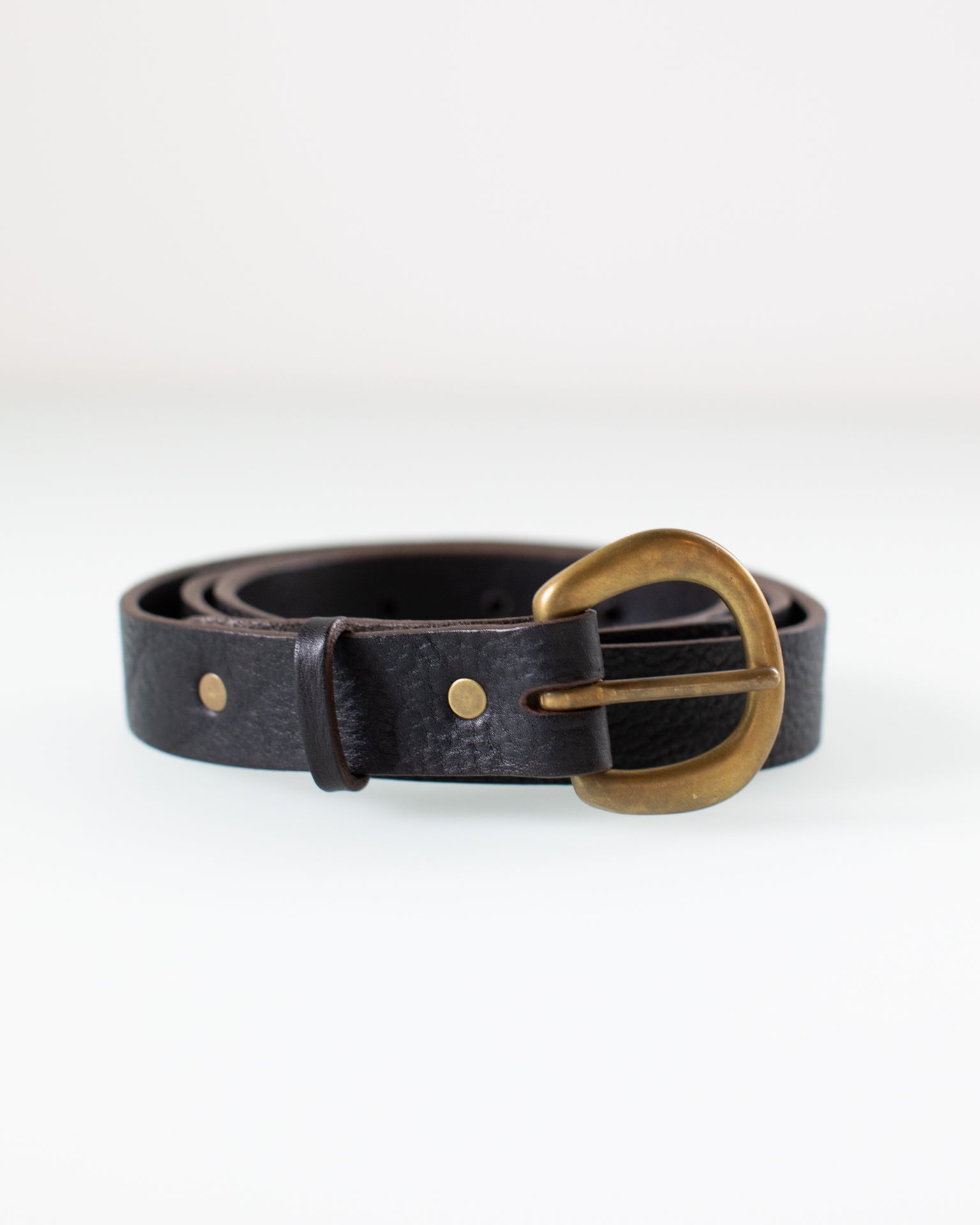 Depalma Handsewn CL 1 inch Belt in Black/Brass - Bliss Boutiques