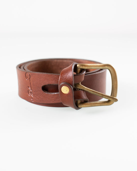 Depalma Handsewn Mon Senor Belt in Bark w/ Brass 