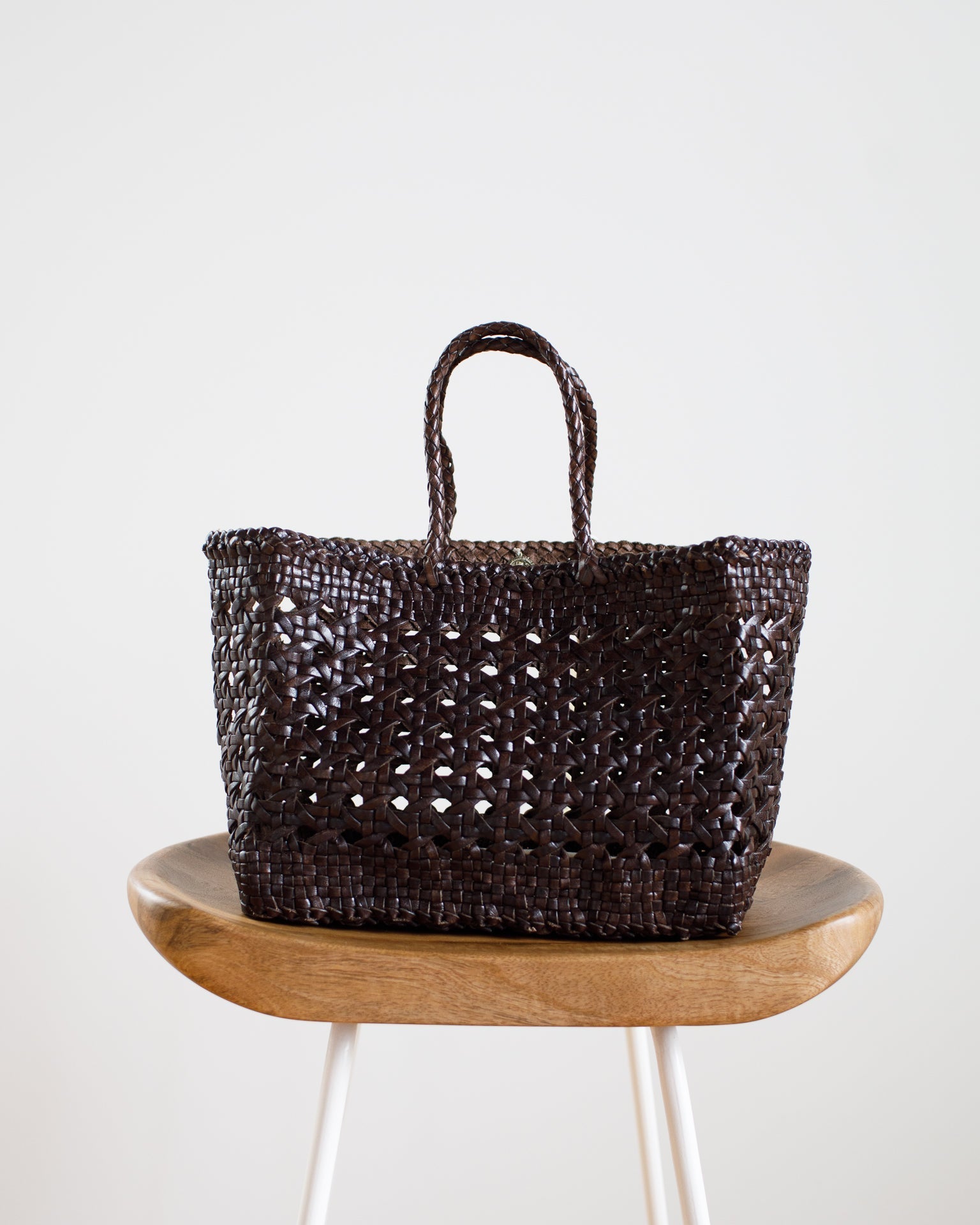 Cannage Bag - Small in Dark Brown
