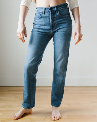 Edwin Denim Hana High Rise Straight in Wallflower