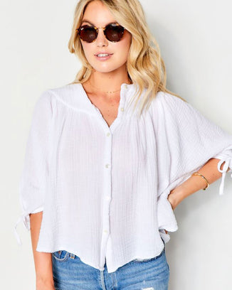 Felicete Apparel Clothing Tie Top in White