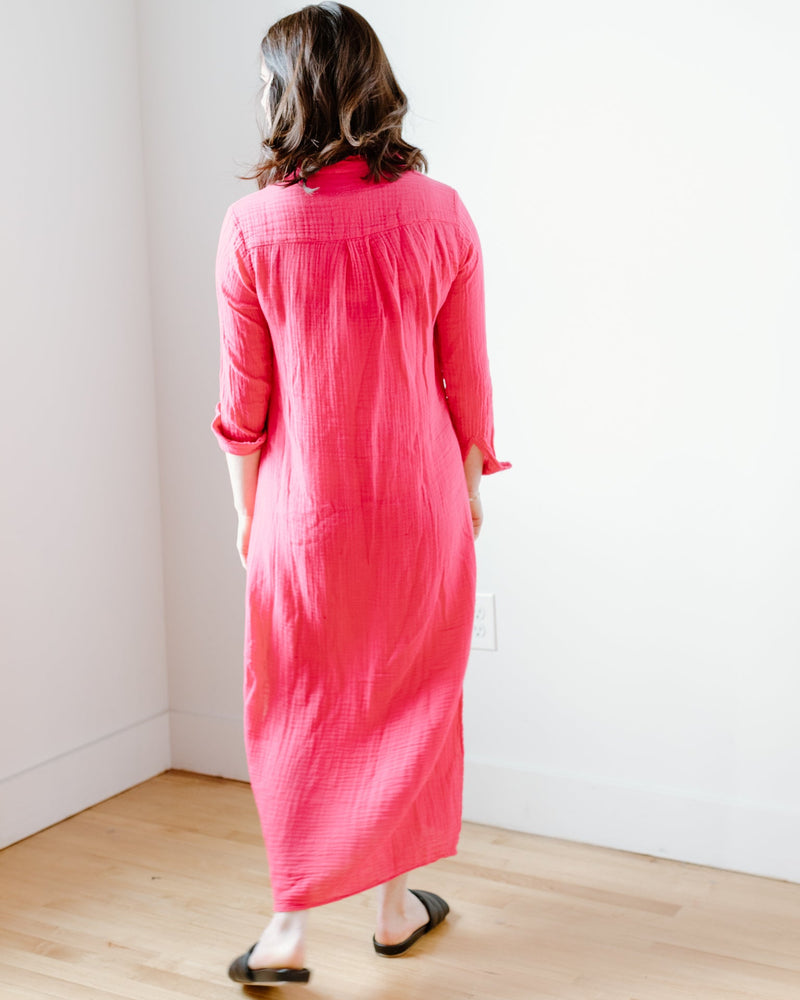 Felicite Apparel Clothing Boyfriend Maxi Dress in Magenta
