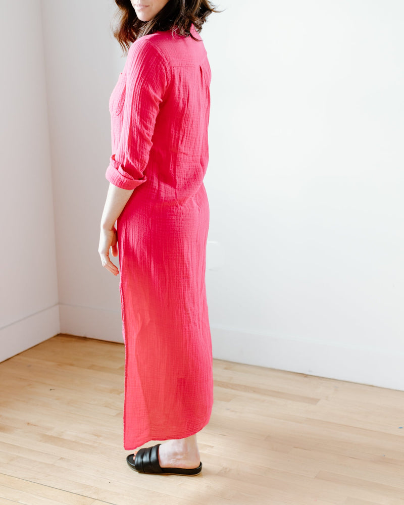 Felicite Apparel Clothing Boyfriend Maxi Dress in Magenta