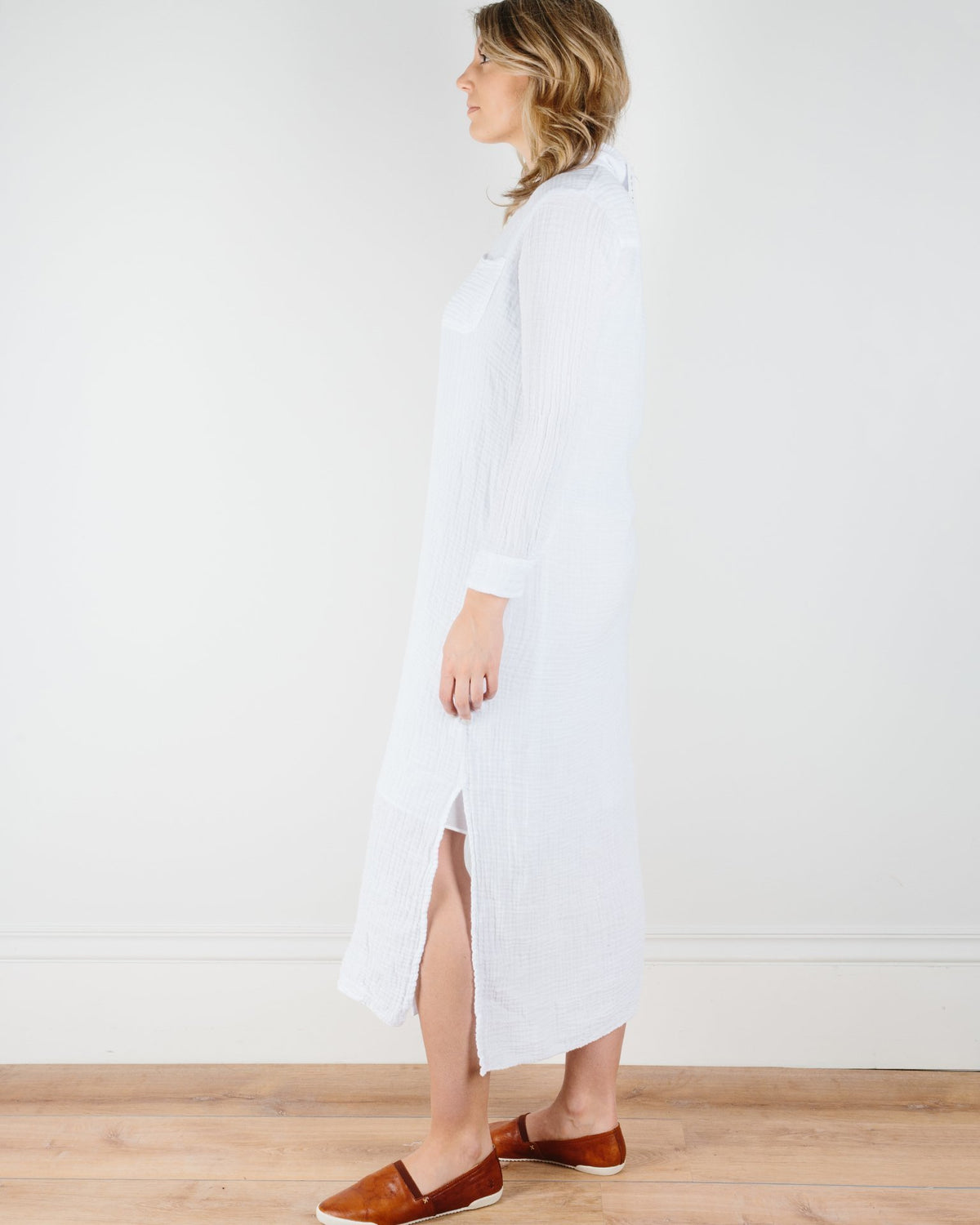 Felicite Apparel Clothing Boyfriend Maxi Dress in White
