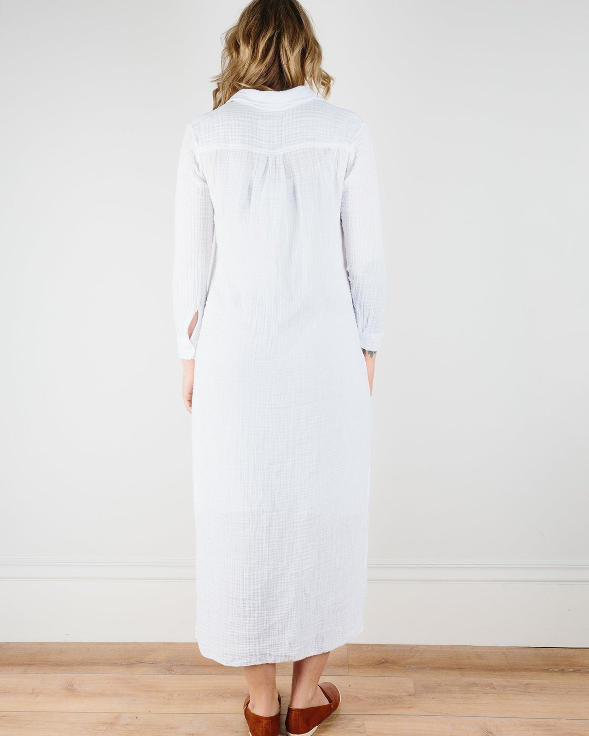 Felicite Apparel Clothing Boyfriend Maxi Dress in White