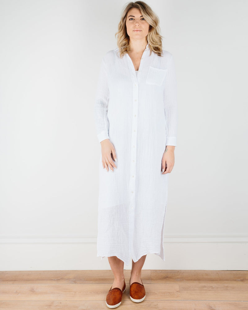 Felicite Apparel Clothing White / XS Boyfriend Maxi Dress in White