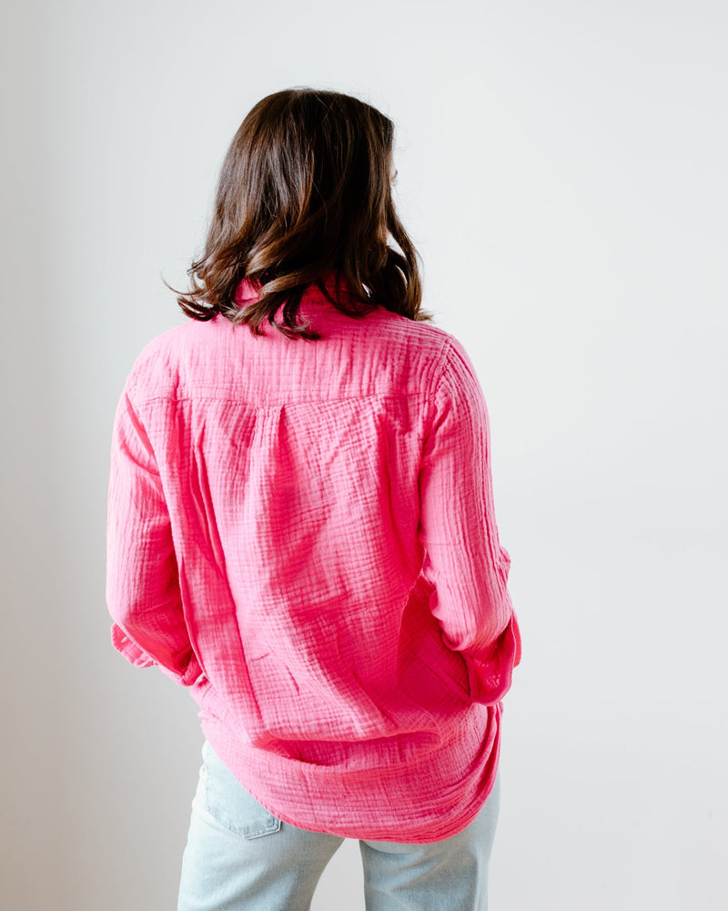 Felicite Apparel Clothing Boyfriend Shirt in Cotton Candy