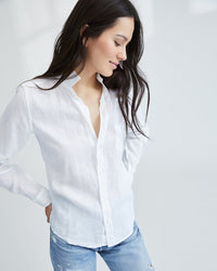 Frank & Eileen Barry Button Down in White Linen 