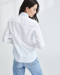 Frank & Eileen Barry Button Down in White Linen 