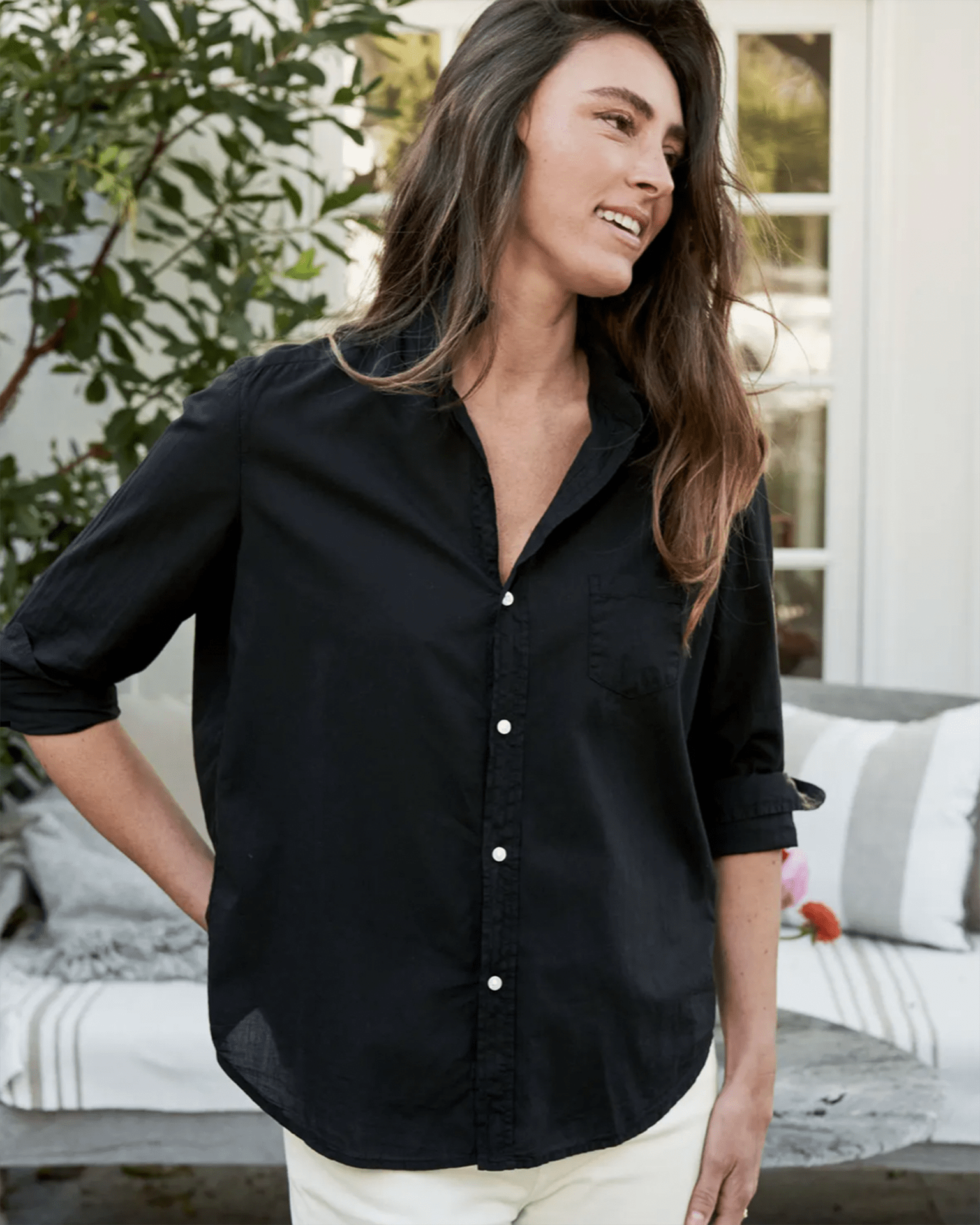 Eileen Button Up Featherweight in Black