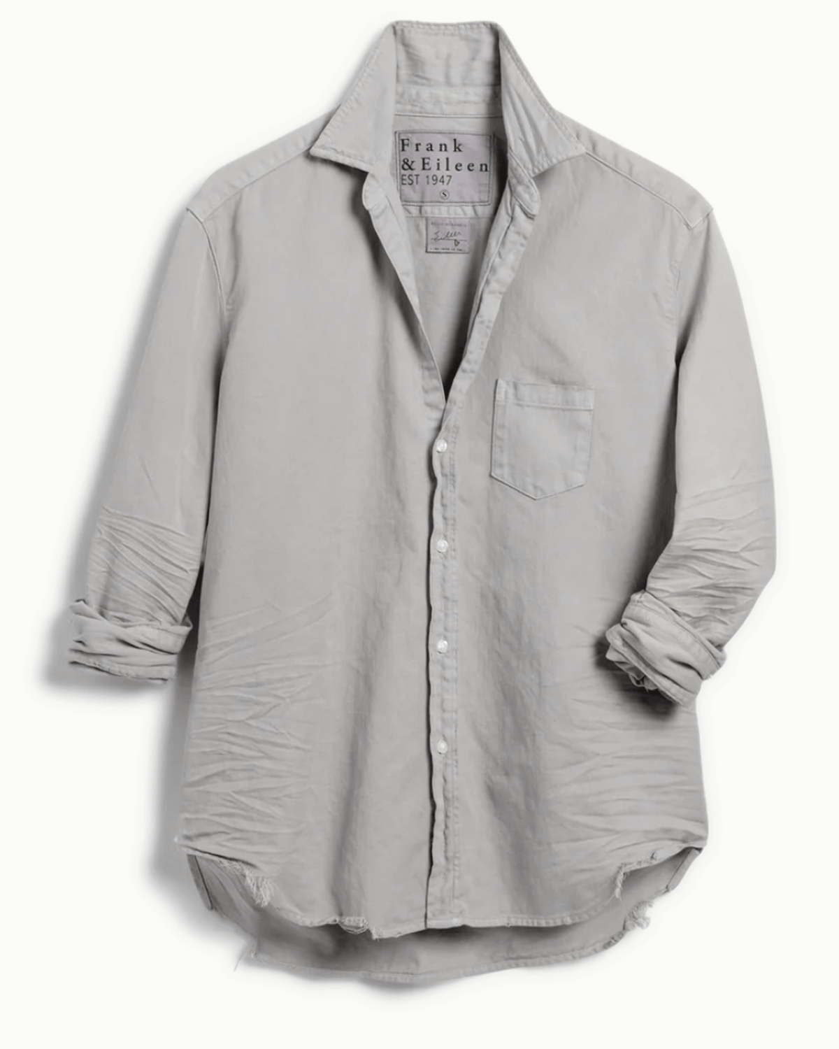 Frank & Eileen Clothing Eileen Button Up in Grey Tattered Denim