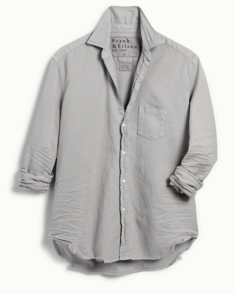 Frank & Eileen Clothing Eileen Button Up in Grey Tattered Denim