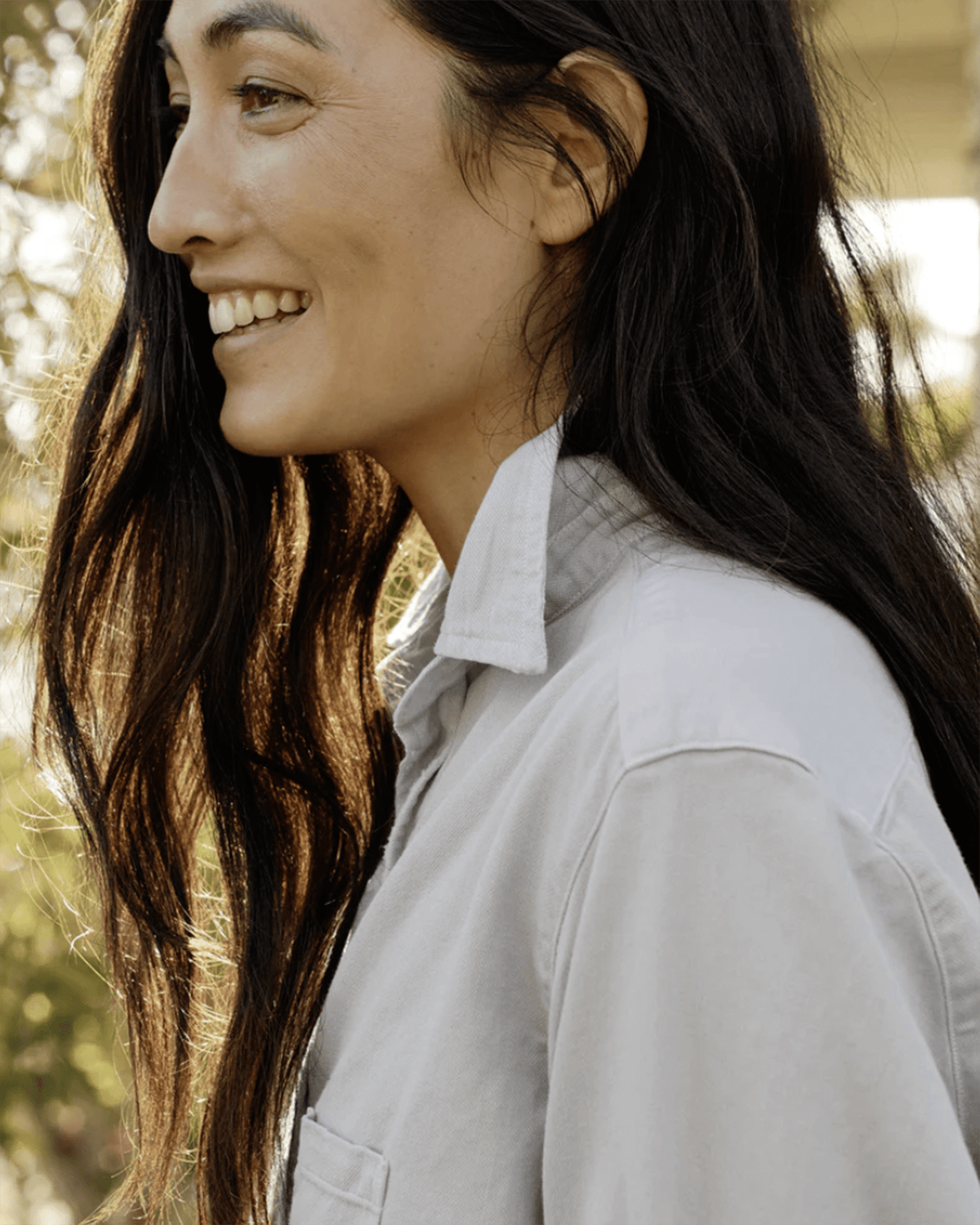 Frank & Eileen Clothing Eileen Button Up in Grey Tattered Denim