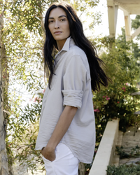 Frank & Eileen Clothing Eileen Button Up in Grey Tattered Denim