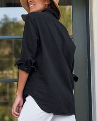 Frank & Eileen Clothing Eileen Relaxed Button Down in Black Denim