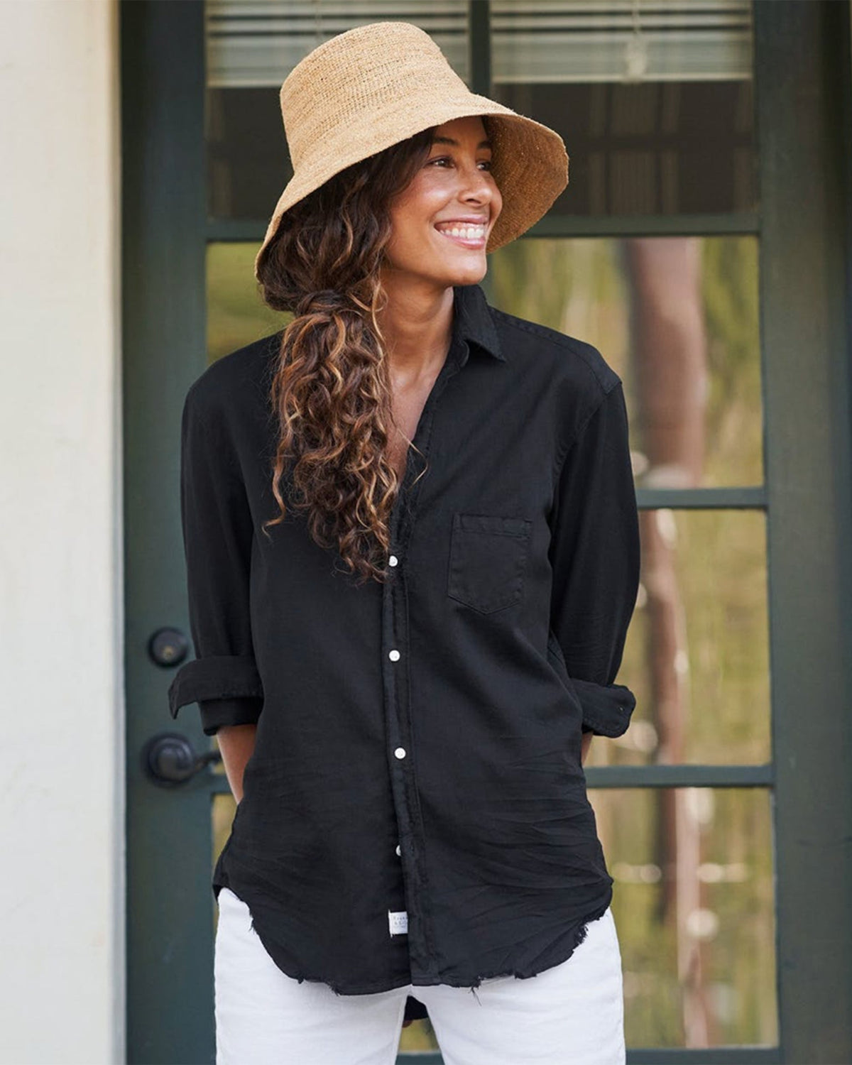Frank & Eileen Clothing Eileen Relaxed Button Down in Black Denim