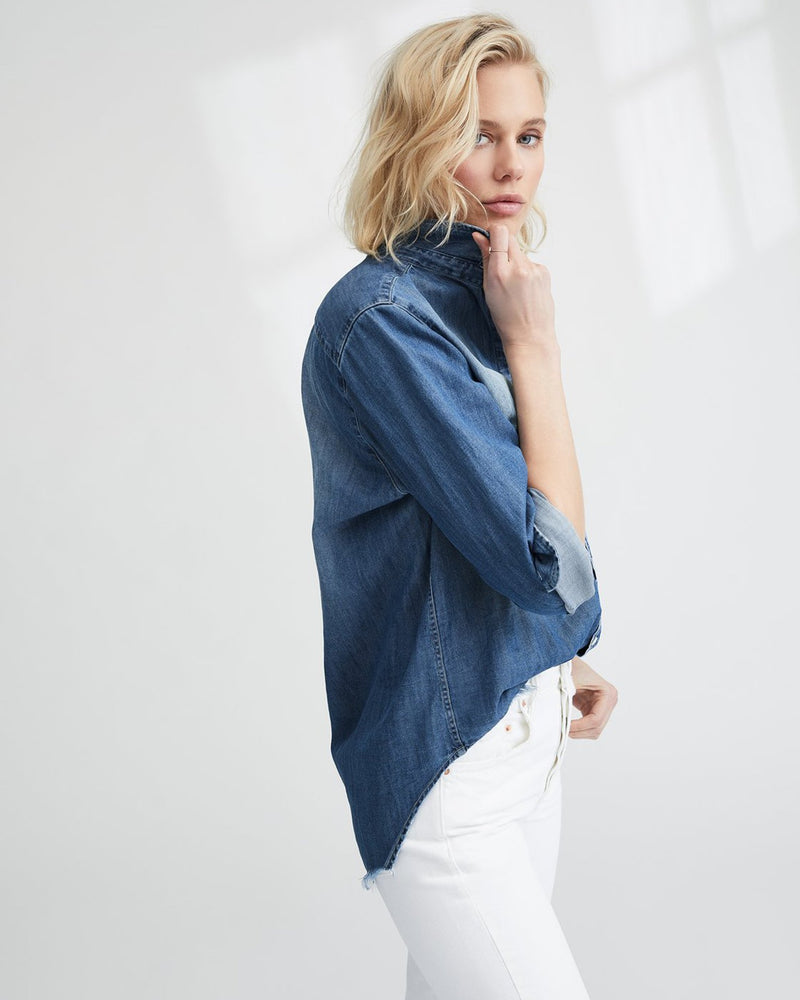 Frank & Eileen Tops Eileen Relaxed Button Down In Distressed Vintage Wash