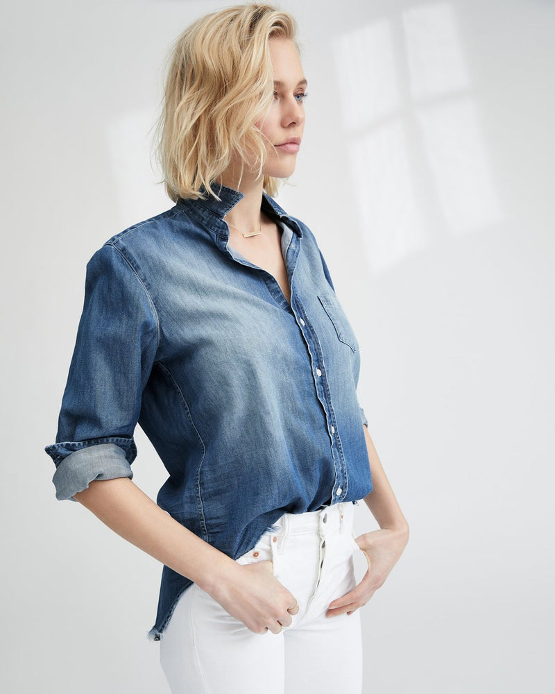 Frank & Eileen Tops Eileen Relaxed Button Down In Distressed Vintage Wash