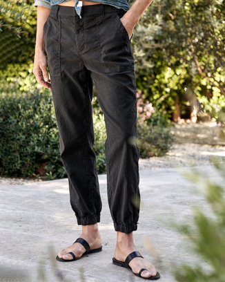 Frank & Eileen Clothing Jameson Jogger in Black Linen