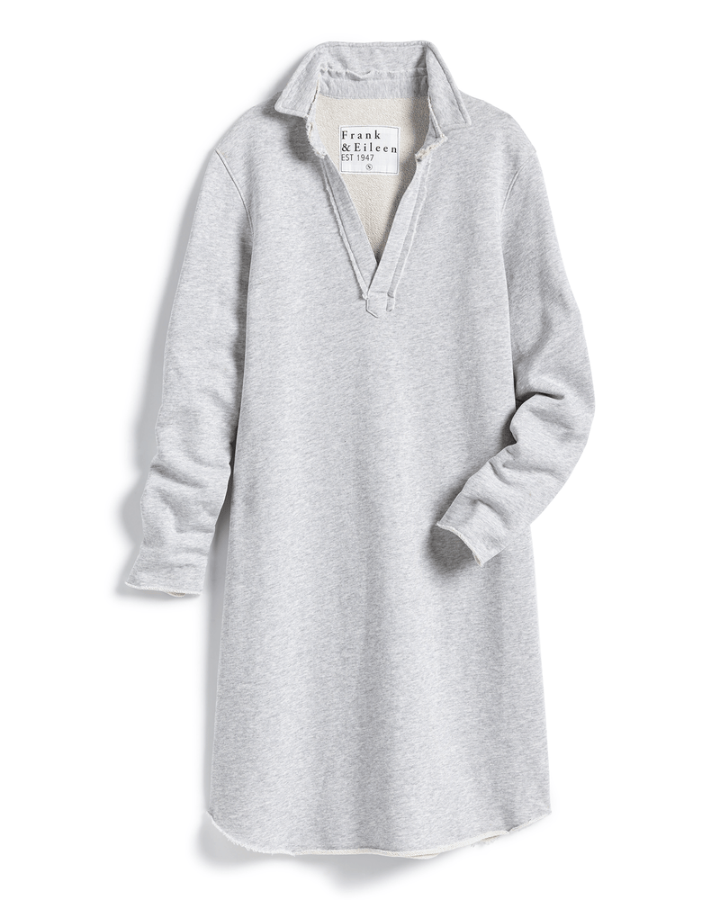 Frank & Eileen Clothing Nicole L/S Fleece Polo Dress in Gray Melange