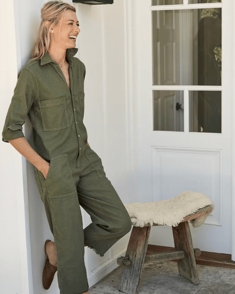 Frank & Eileen Clothing Northern Ireland Preformance Linen Playsuit in Army