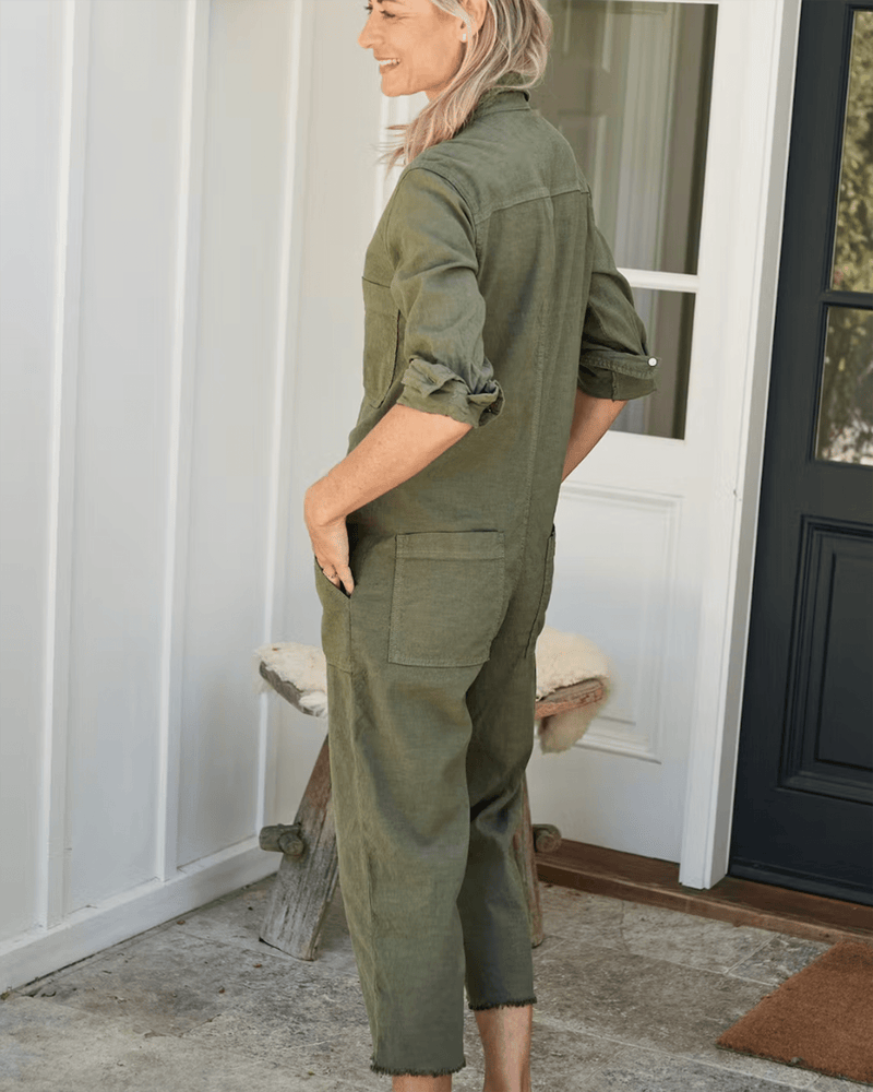 Frank & Eileen Clothing Northern Ireland Preformance Linen Playsuit in Army