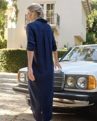 Frank & Eileen Clothing Rory Woven Long Dress in Navy Linen