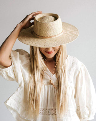 Gigi Pip Accessories Aiden Pork Pie Hat in Cream