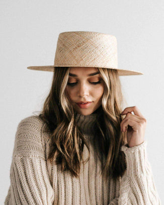 Gigi Pip Accessories Brae Straw Boater in Natural