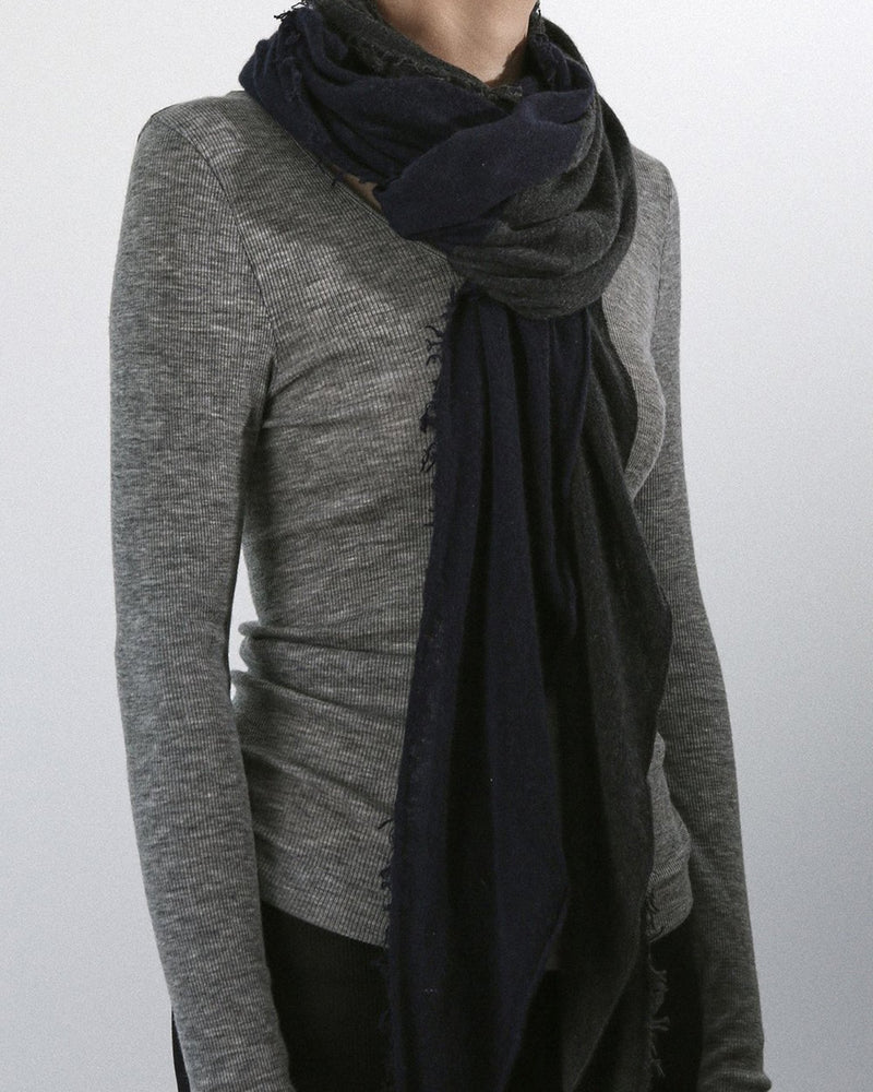 Grisal Accessories Dark Navy & Charcoal Love Duo Cashmere Scarf in Dark Navy & Charcoal