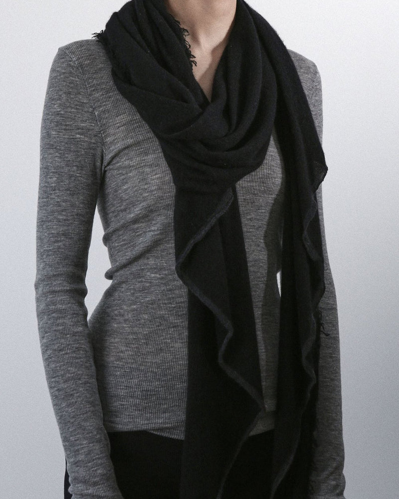 Grisal Accessories Black X Charcoal Rosa Cascade Cashmere Scarf in Black X Charcoal