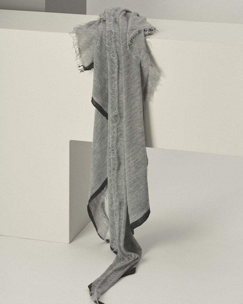 Grisal Accessories Heather Grey X Charcoal Rosa Cascade Cashmere Scarf in Heather Grey X Charcoal
