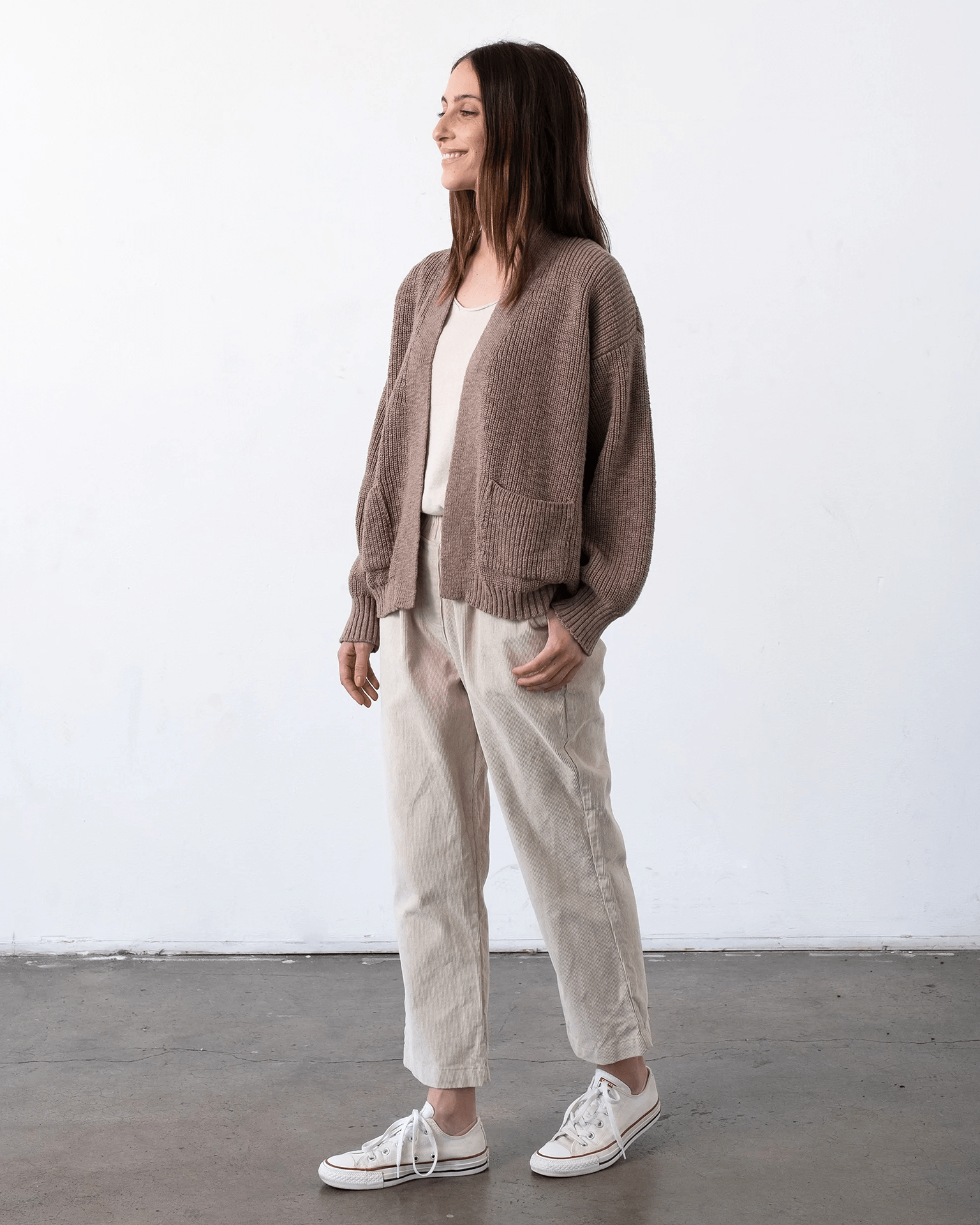 Easy Cardigan in Warm Taupe