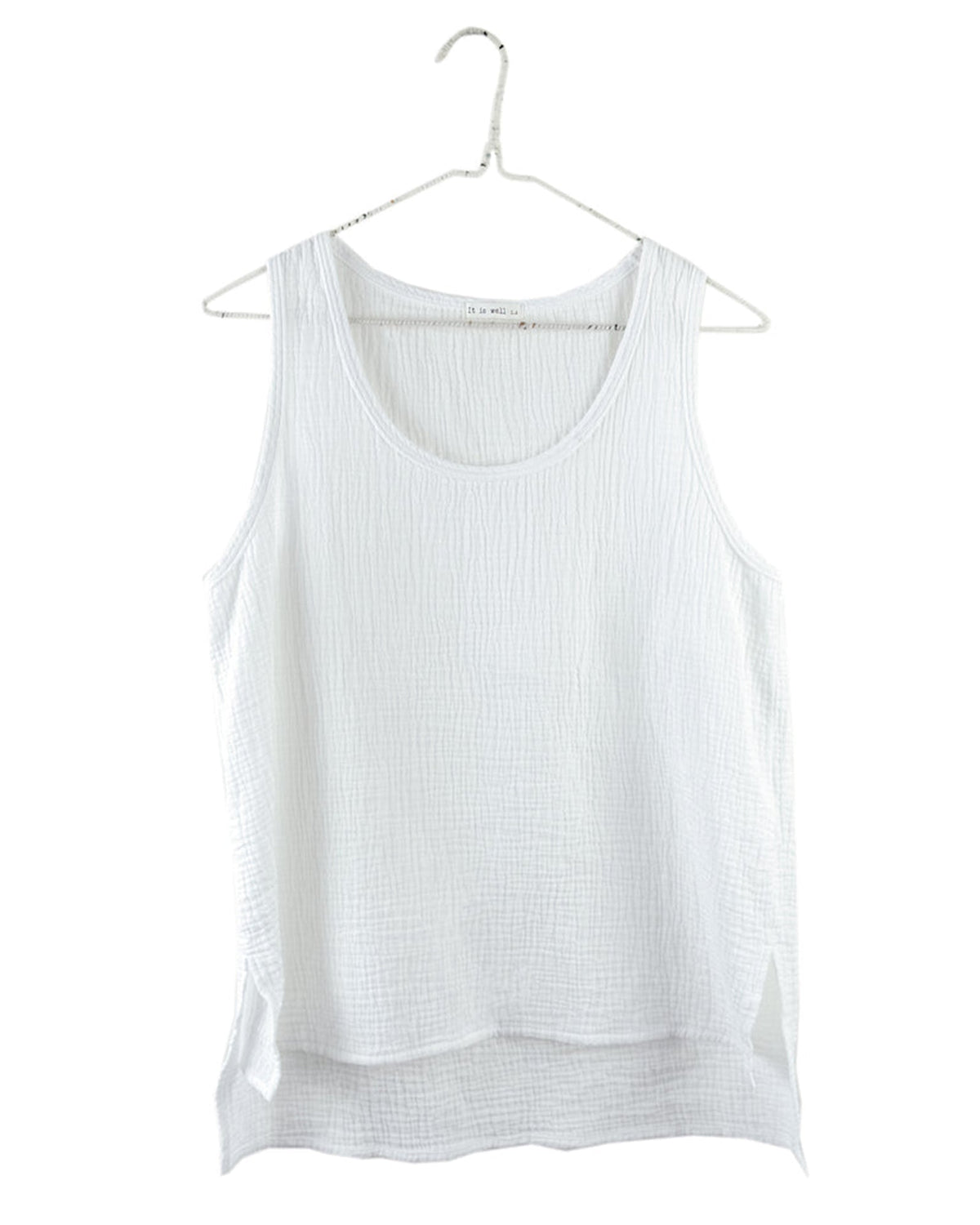 It is well LA Clothing Sleeveless Gauze Top in Salt
