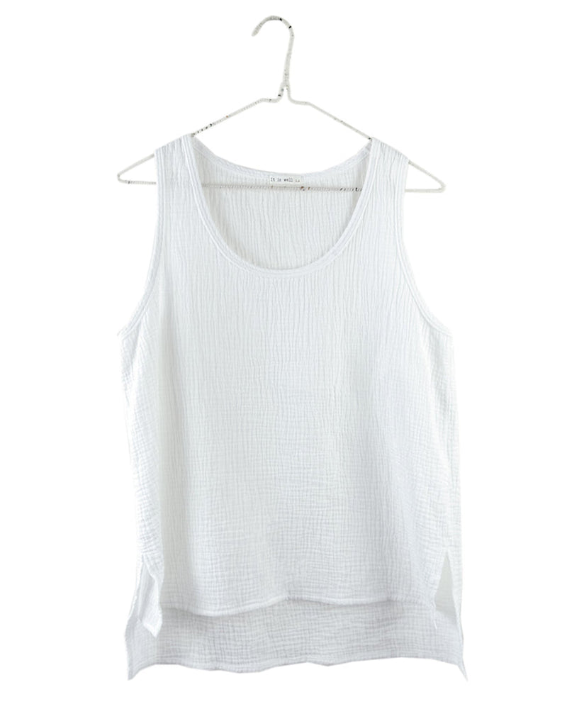 It is well LA Clothing Sleeveless Gauze Top in Salt