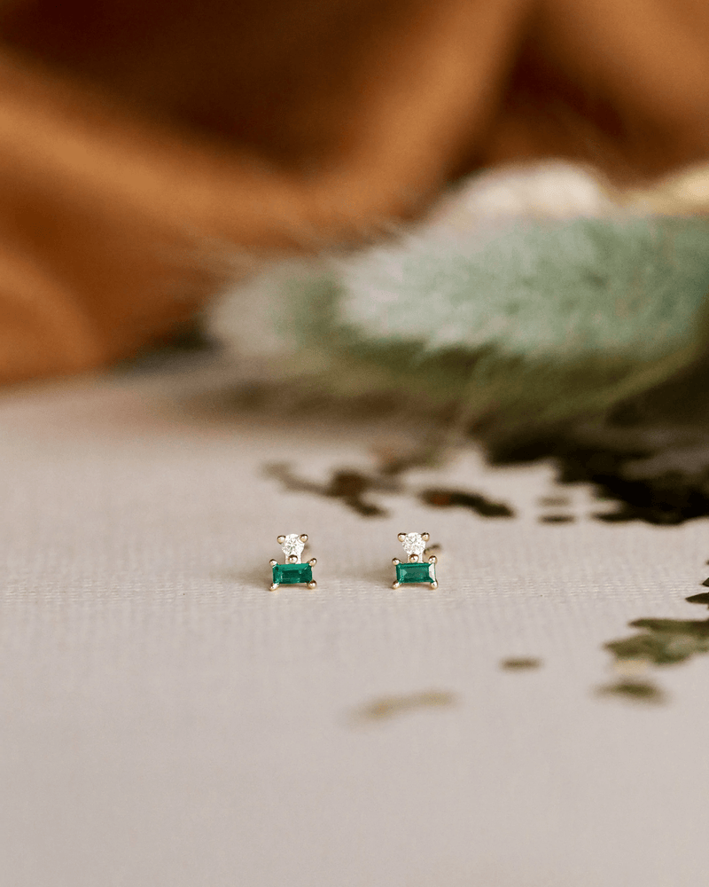 JaxKelly Jewelry Emerald/Crystal Emerald Double Stud Stack Earrings
