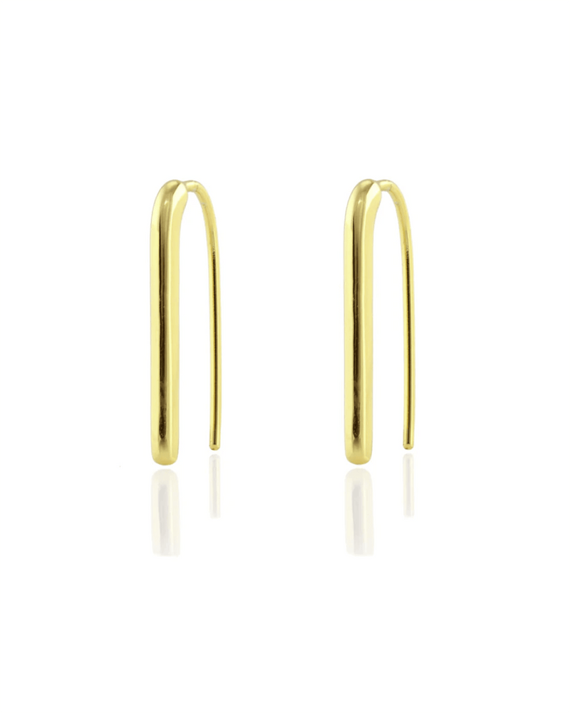 Kris Nations Jewelry 18K Vermeil Arc Pull Through Hoop Earrings in 18K Gold Vermeil