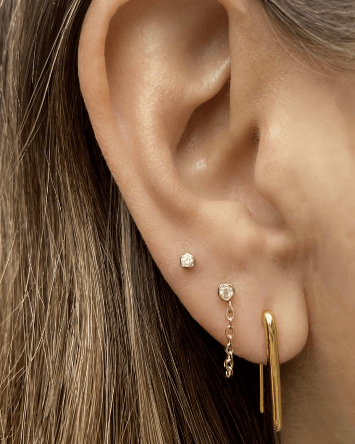 Kris Nations Jewelry 18K Vermeil Arc Pull Through Hoop Earrings in 18K Gold Vermeil
